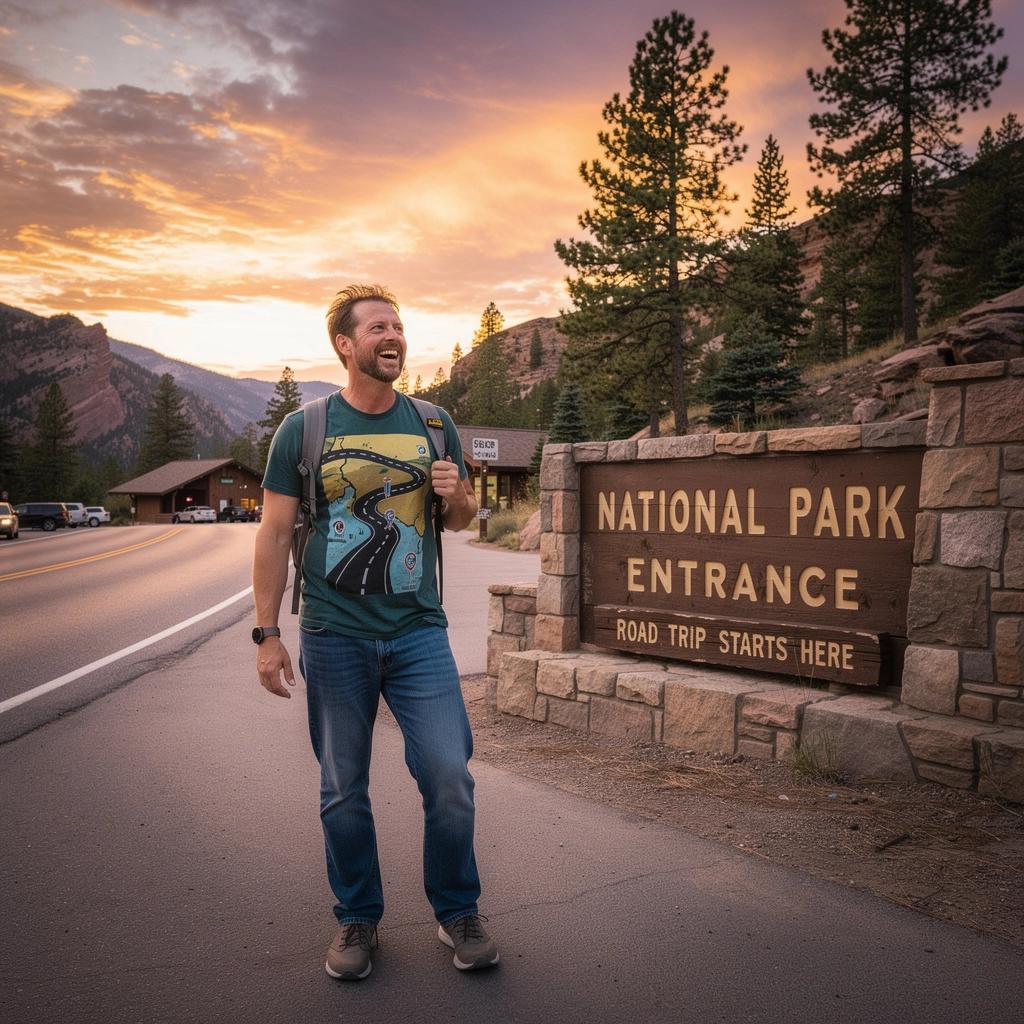 Вид на бескрайние просторы прерии с яркими цветами у дороги.