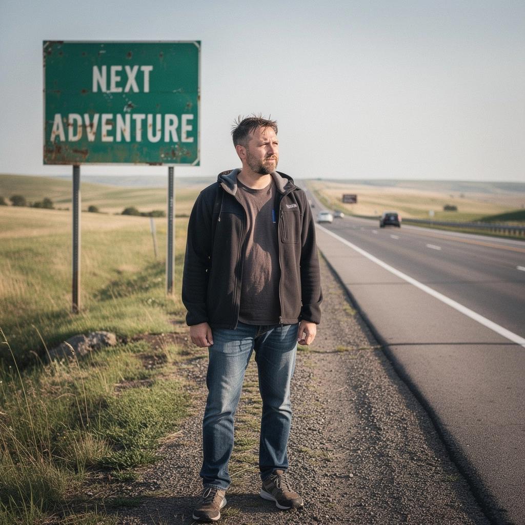 Закат над межштатной трассой, создающий волшебную атмосферу.